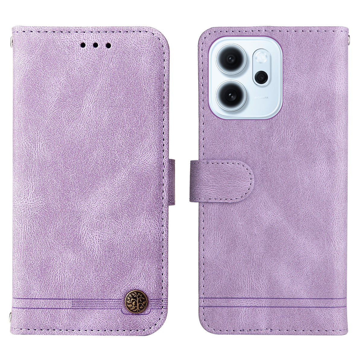 Oppo Reno15 F 5G Läderplånboksfodral Skin Touch mobilfodral Stativ med Rem
