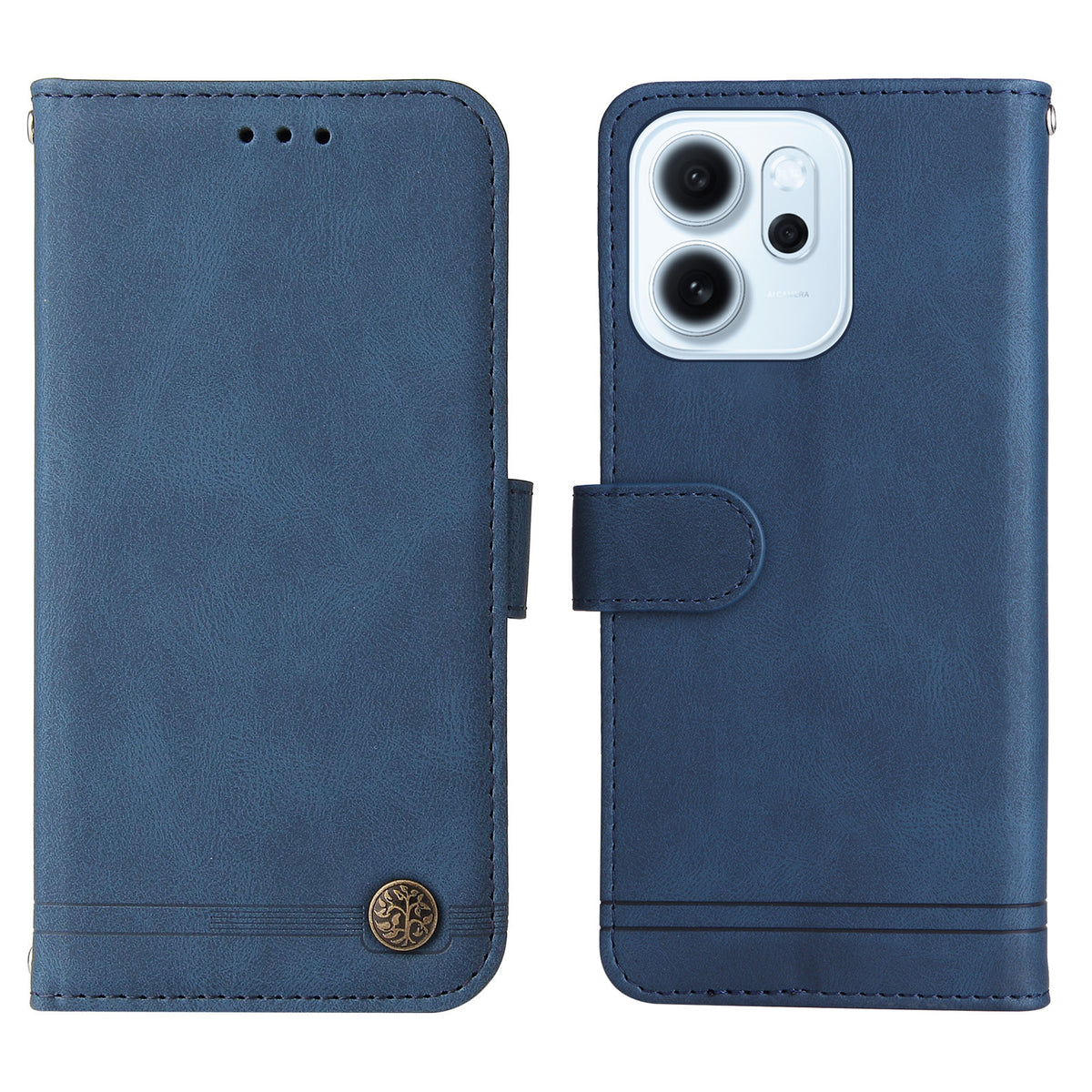 Oppo Reno15 F 5G Läderplånboksfodral Skin Touch mobilfodral Stativ med Rem