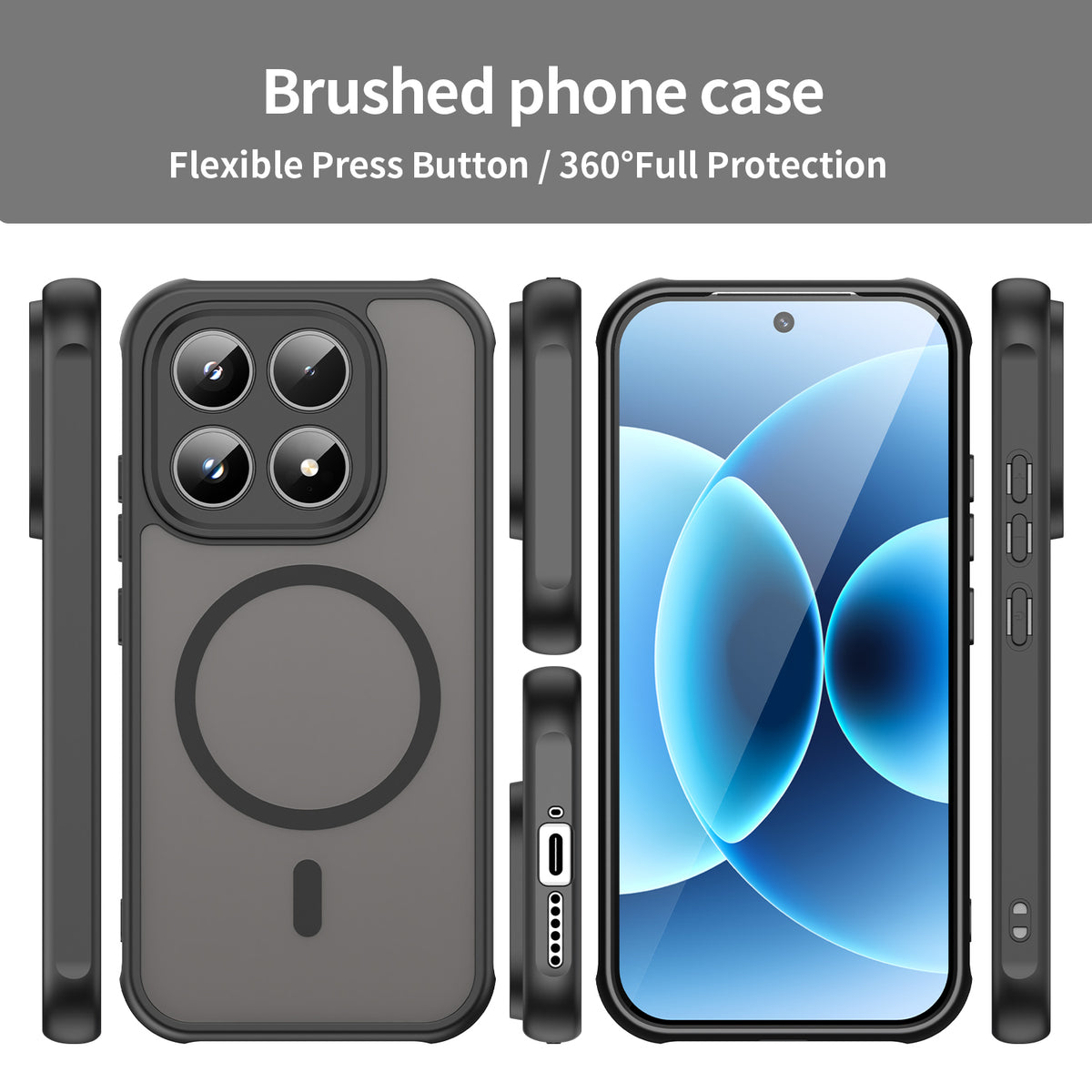WANLONFENG For Xiaomi 17 Magnetic Case with Screen Film  FD Series Skin Touch TPU + PC Phone Back Cover