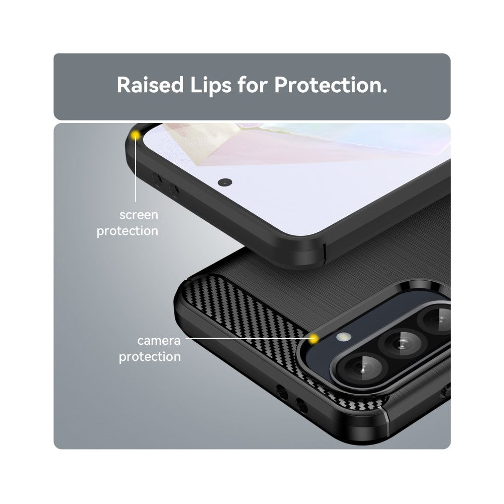 WANLONFENG til Samsung Galaxy A37 5G Cover med skærmfilm LS-serie stort linsehul børstet tekstur TPU-telefoncover