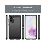 WANLONFENG til Samsung Galaxy A37 5G Cover med skærmfilm LS-serie stort linsehul børstet tekstur TPU-telefoncover