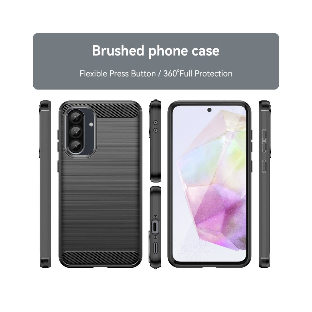 WANLONFENG til Samsung Galaxy A37 5G Cover med skærmfilm LS-serie stort linsehul børstet tekstur TPU-telefoncover