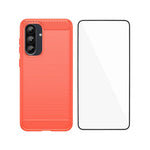 WANLONFENG til Samsung Galaxy A37 5G Cover med skærmfilm LS-serie stort linsehul børstet tekstur TPU-telefoncover