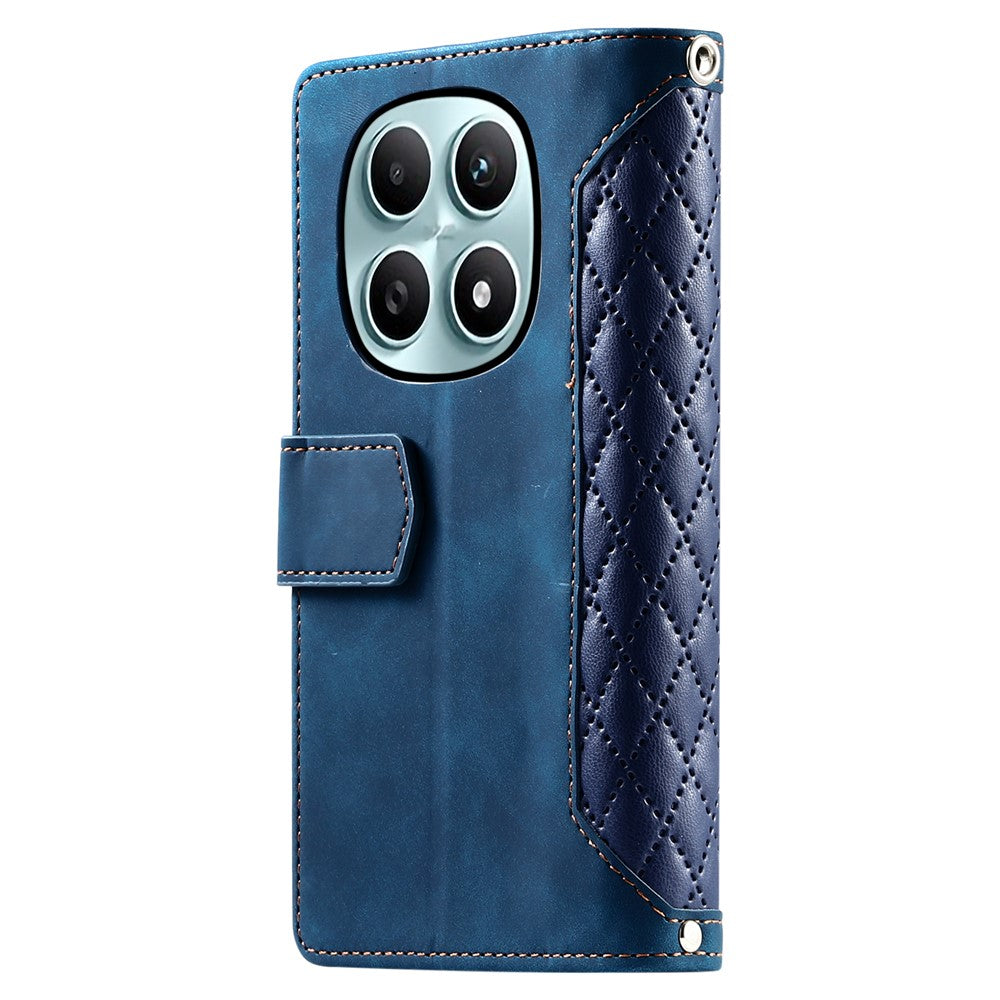 Xiaomi Redmi Note 15 4G (Global) tegnebogsetui med rombesøm, PU-lædercover til mobiltelefon med håndledsrem