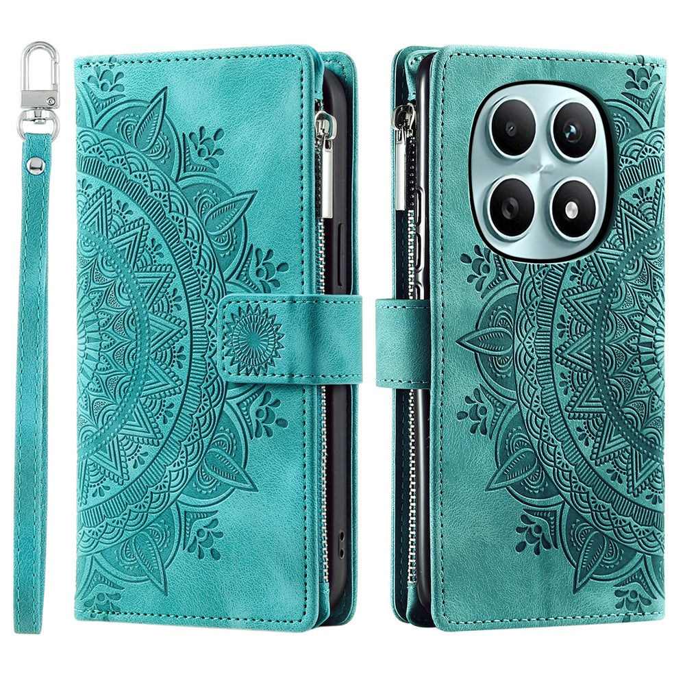 Xiaomi Redmi Note 15 4G (Global) Plånboksfodral Mandala Blommönster PU-läder mobilskal med Handledsrem