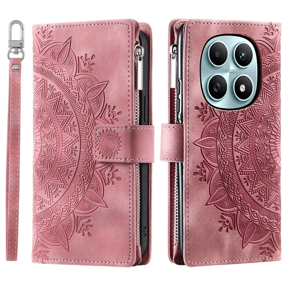 Xiaomi Redmi Note 15 4G (Global) Plånboksfodral Mandala Blommönster PU-läder mobilskal med Handledsrem