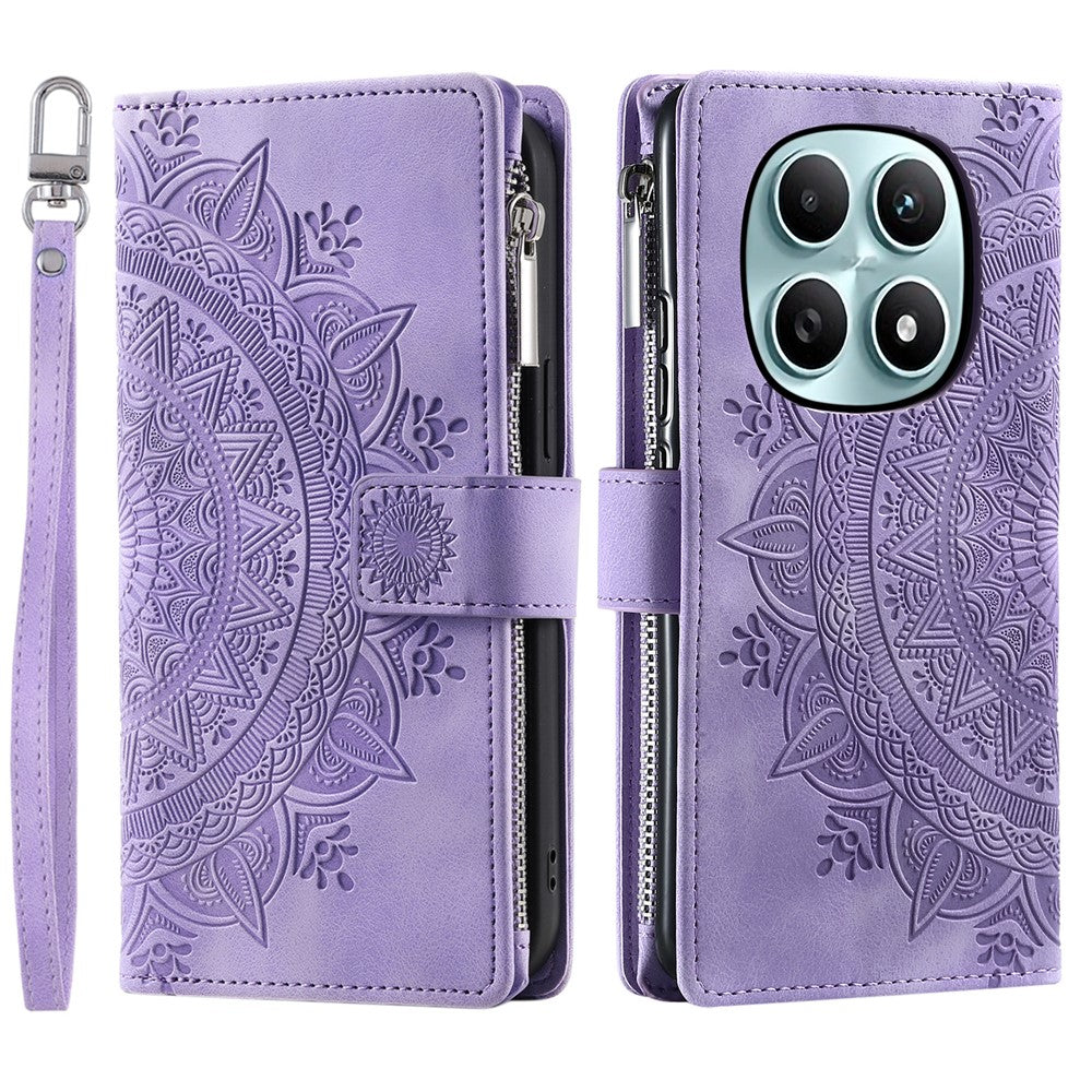Xiaomi Redmi Note 15 4G (Global) Plånboksfodral Mandala Blommönster PU-läder mobilskal med Handledsrem