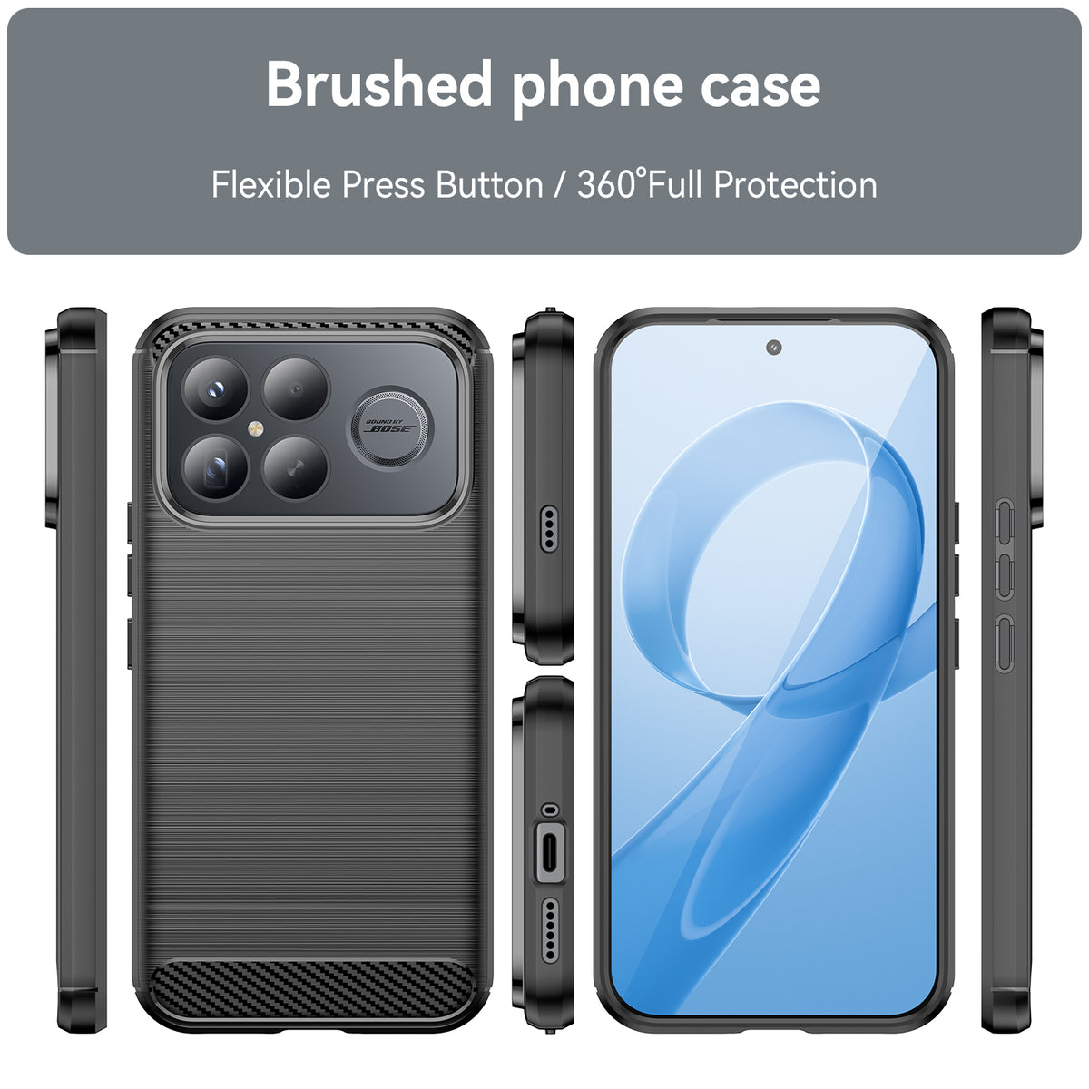 WANLONFENG For Xiaomi Redmi K90 Pro Max 5G / Xiaomi Poco F8 Ultra Case with Screen Film  LS Series Big Lens Hole Brushed Texture TPU Phone Cover