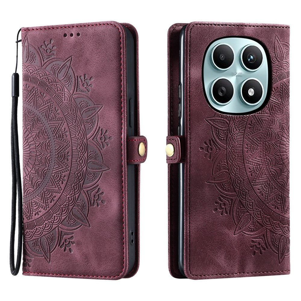 Xiaomi Redmi Note 15 4G (Global)-cover, læderetui med totemprægning og håndrem