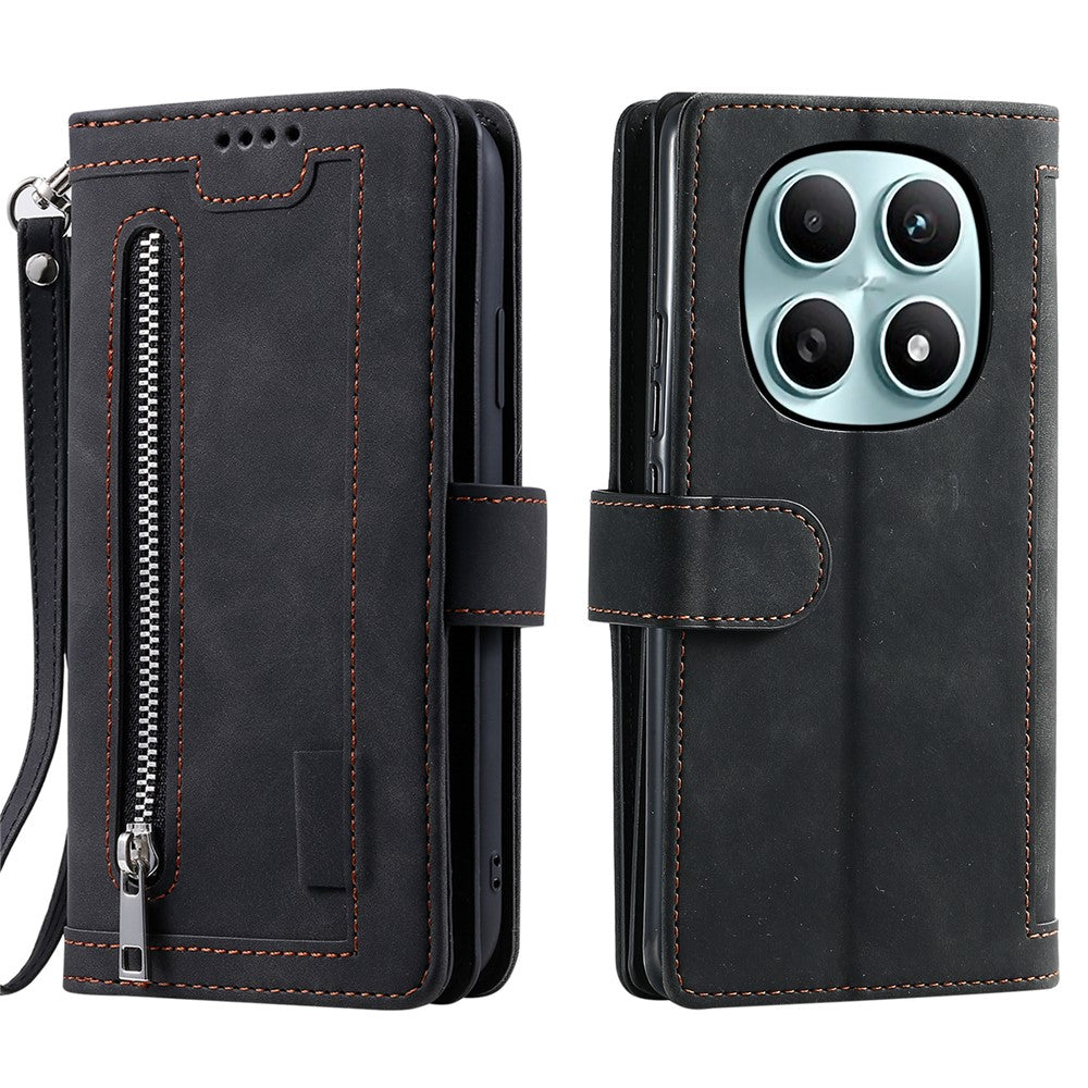 For Xiaomi Redmi Note 15 4G (Global) Case 9 Card Slots Zipper Wallet PU Leather Phone Cover with Wrist Strap