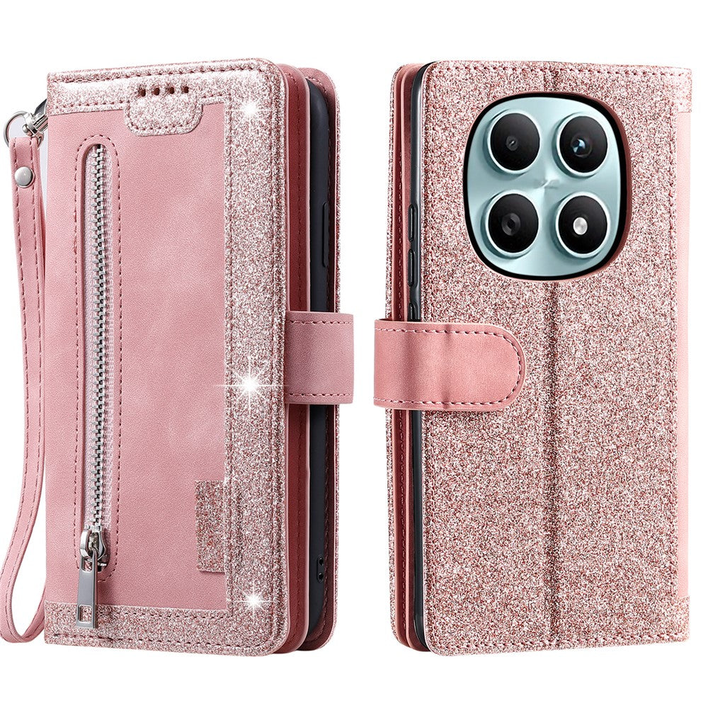 For Xiaomi Redmi Note 15 4G (Global) Case 9 Card Slots Zipper Wallet PU Leather Phone Cover with Wrist Strap