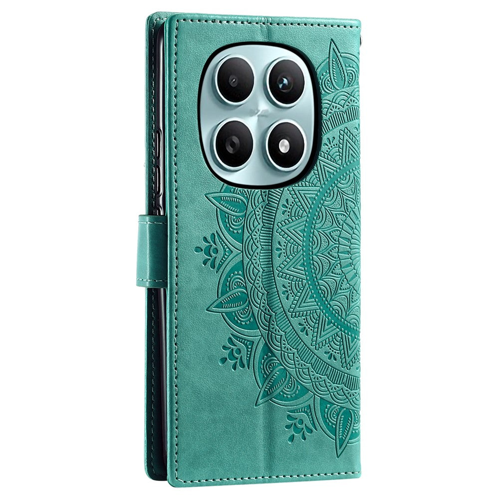 For Xiaomi Redmi Note 15 4G (Global) Stand Case Imprinted Totem PU Leather Wallet Phone Cover with Wrist Strap