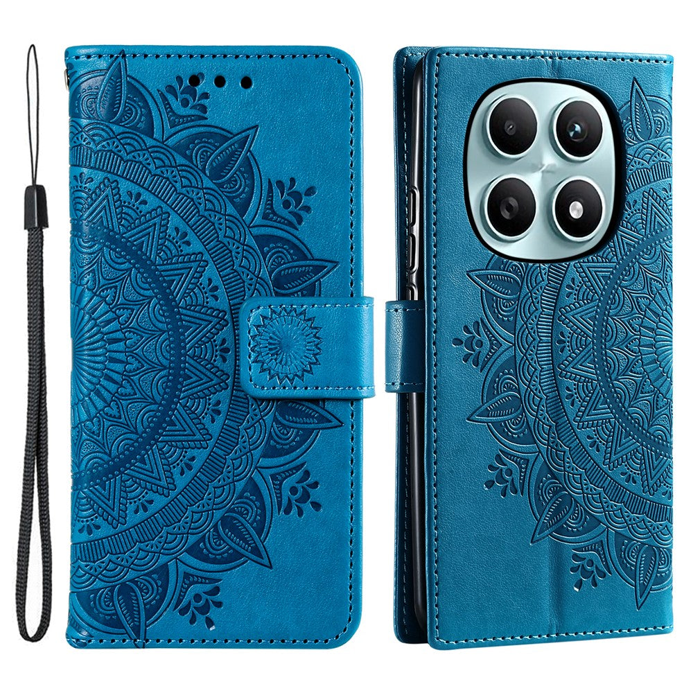 For Xiaomi Redmi Note 15 4G (Global) Stand Case Imprinted Totem PU Leather Wallet Phone Cover with Wrist Strap