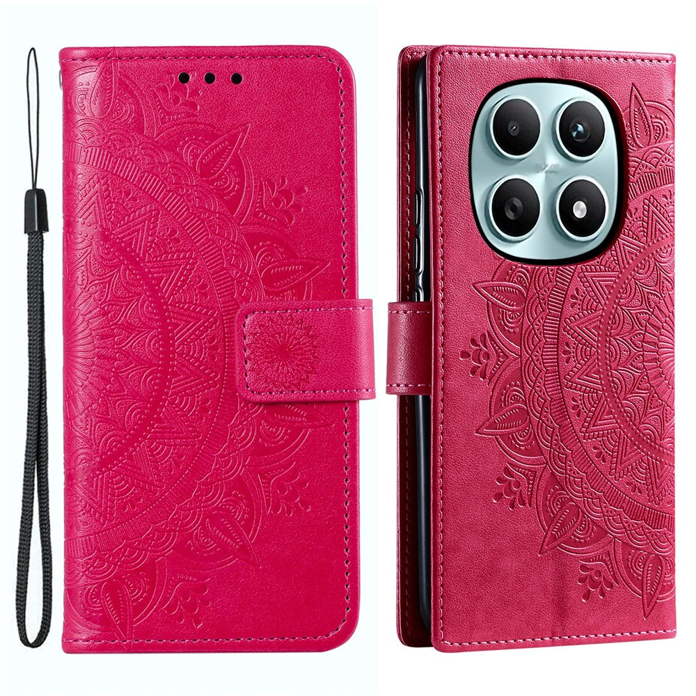 Xiaomi Redmi Note 15 4G (Global) Stativfodral Präglat Totem PU-läder Plånboksfodral med Handledsrem