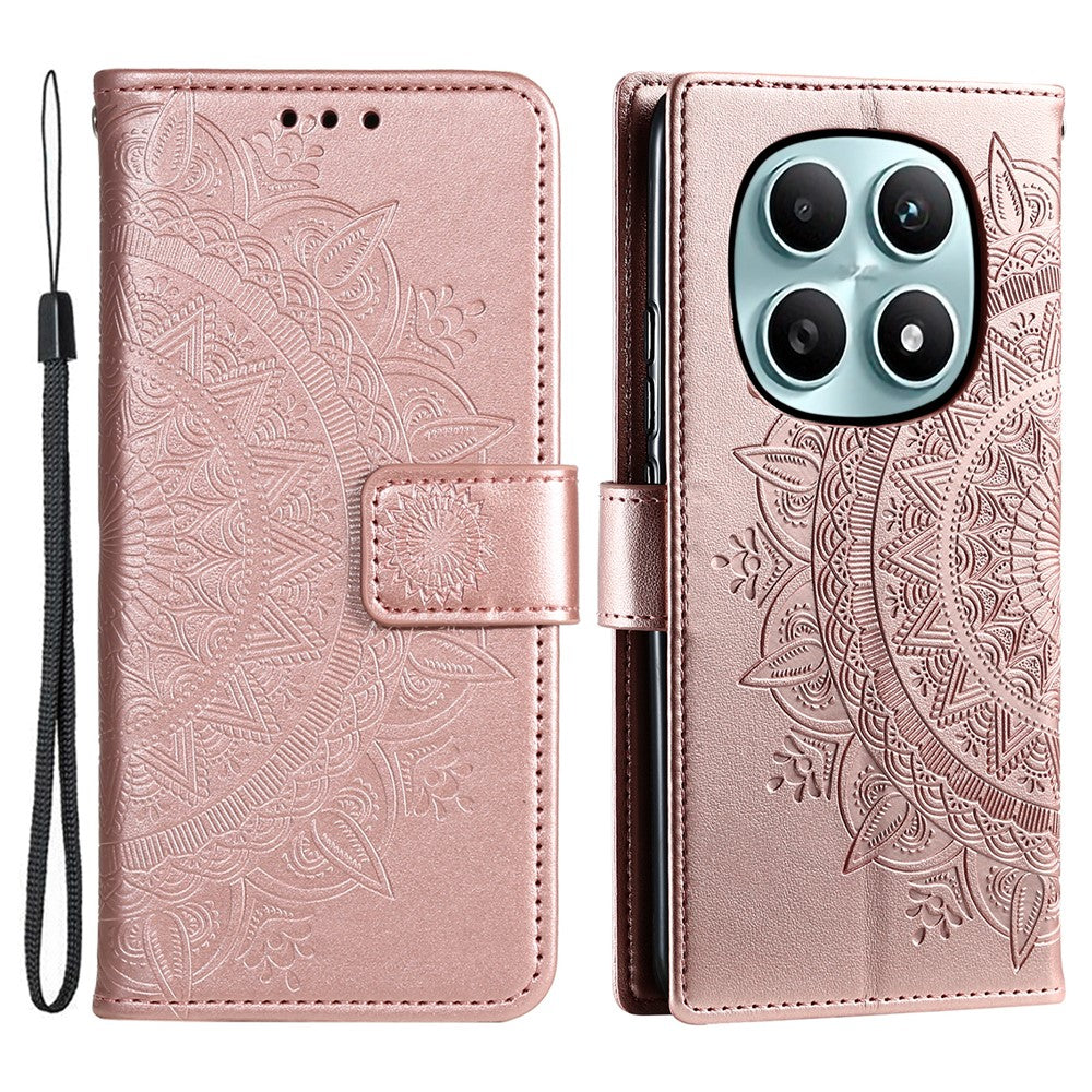 For Xiaomi Redmi Note 15 4G (Global) Stand Case Imprinted Totem PU Leather Wallet Phone Cover with Wrist Strap