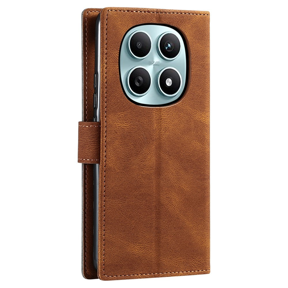 For Xiaomi Redmi Note 15 4G (Global) Leather Case Splicing Stitching Wallet Phone Cover with Wrist Strap