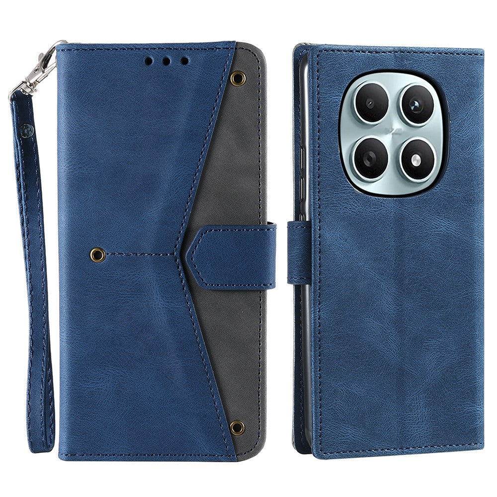 For Xiaomi Redmi Note 15 4G (Global) Leather Case Splicing Stitching Wallet Phone Cover with Wrist Strap