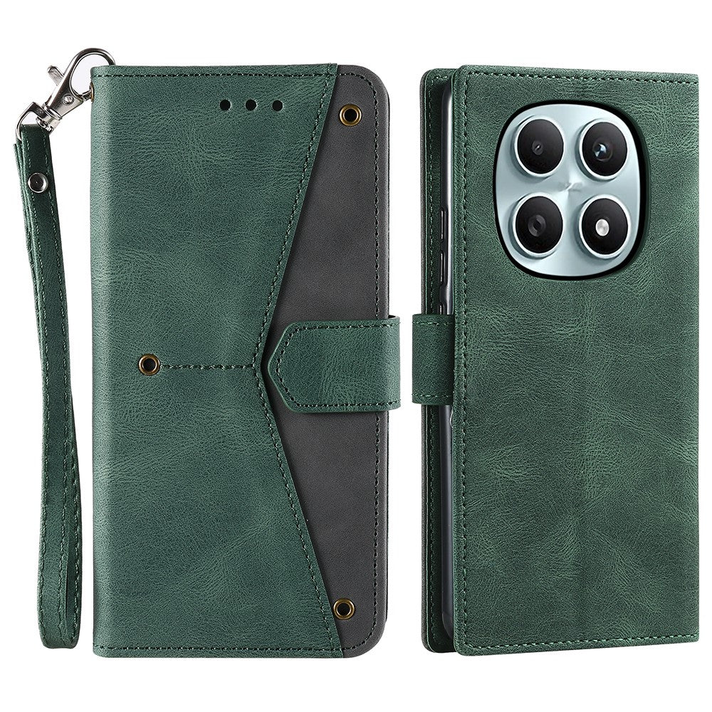 For Xiaomi Redmi Note 15 4G (Global) Leather Case Splicing Stitching Wallet Phone Cover with Wrist Strap