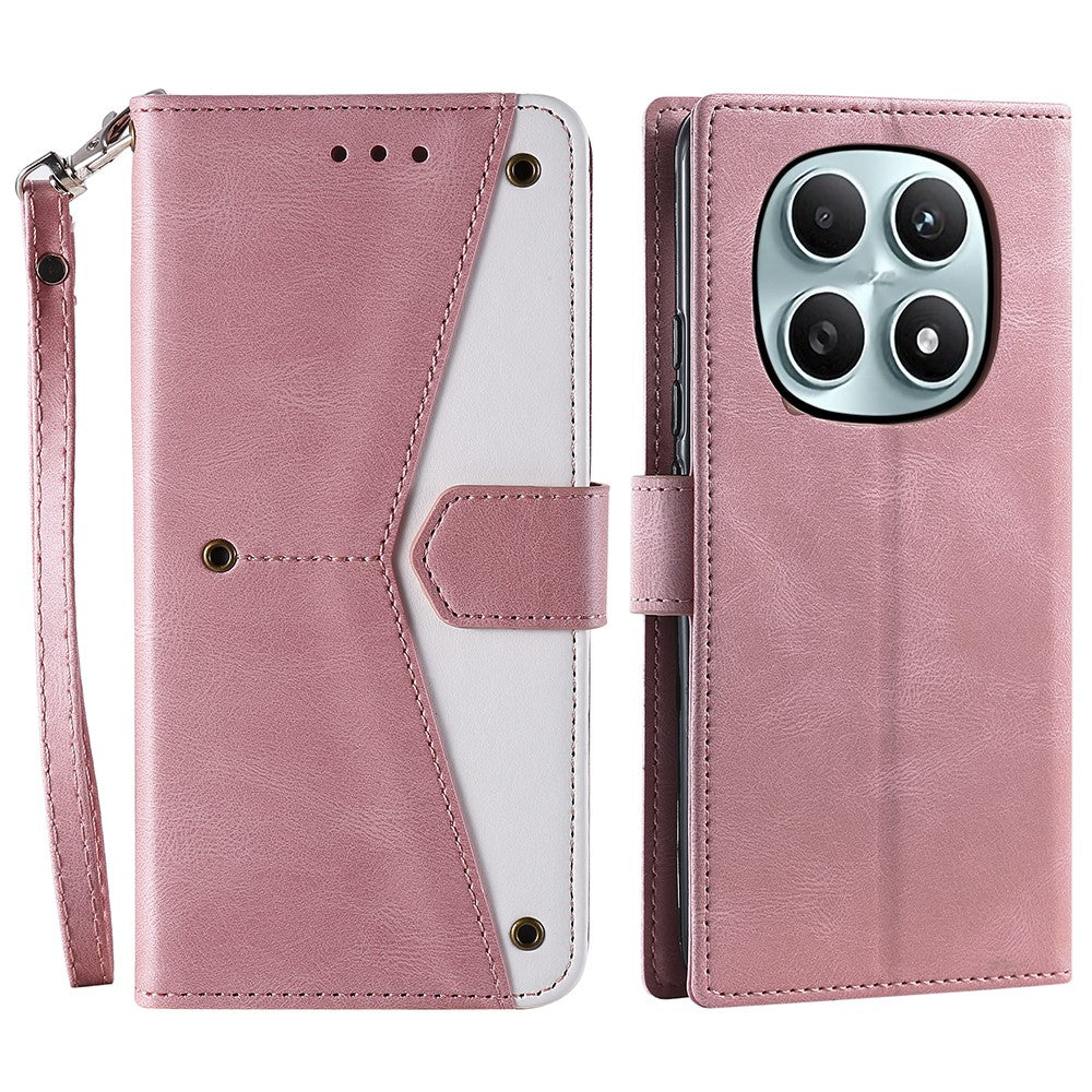 For Xiaomi Redmi Note 15 4G (Global) Leather Case Splicing Stitching Wallet Phone Cover with Wrist Strap