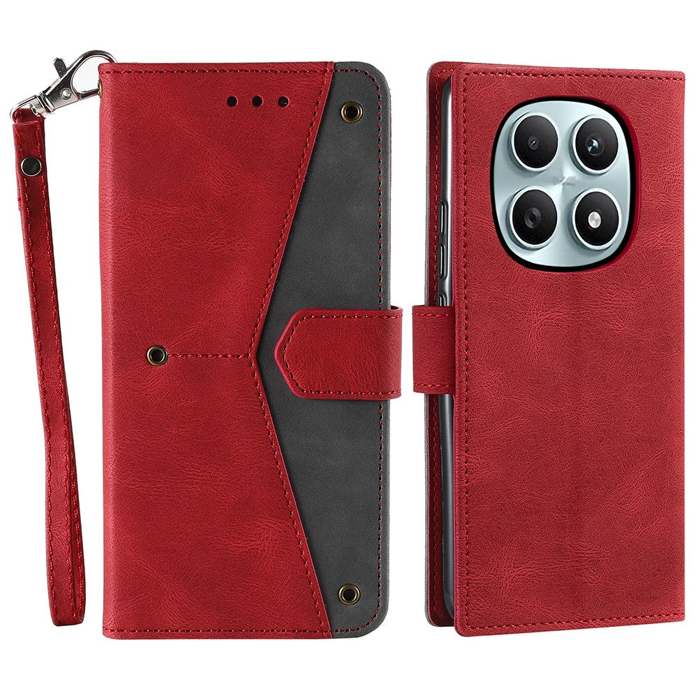 For Xiaomi Redmi Note 15 4G (Global) Leather Case Splicing Stitching Wallet Phone Cover with Wrist Strap
