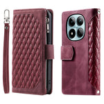 For Xiaomi Redmi Note 15 Pro 4G (Global) Wallet Case Rhombus Stitching Line PU Leather Phone Cover with Wrist Strap