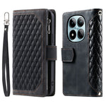 For Xiaomi Redmi Note 15 Pro 4G (Global) Wallet Case Rhombus Stitching Line PU Leather Phone Cover with Wrist Strap