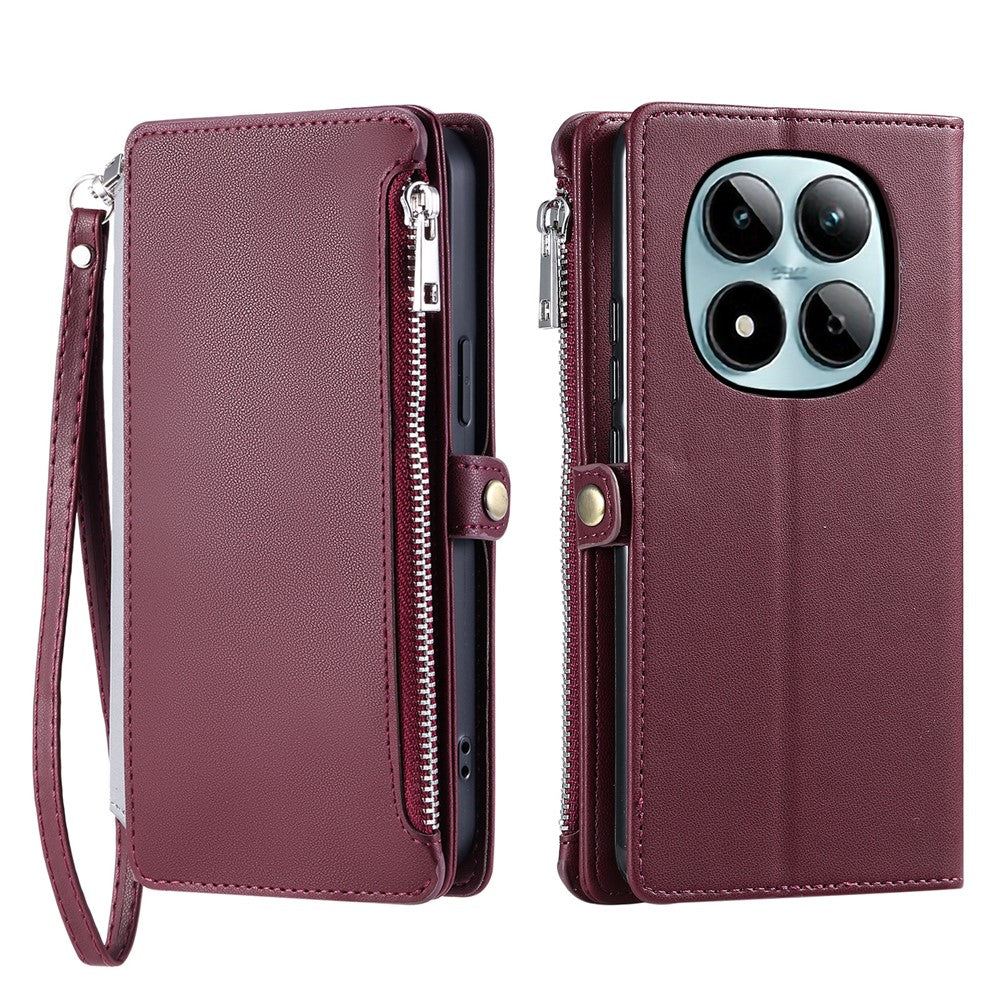 For Xiaomi Redmi Note 15 Pro 4G (Global) Case TPU + PU Leather Wallet Phone Cover with Wrist Strap