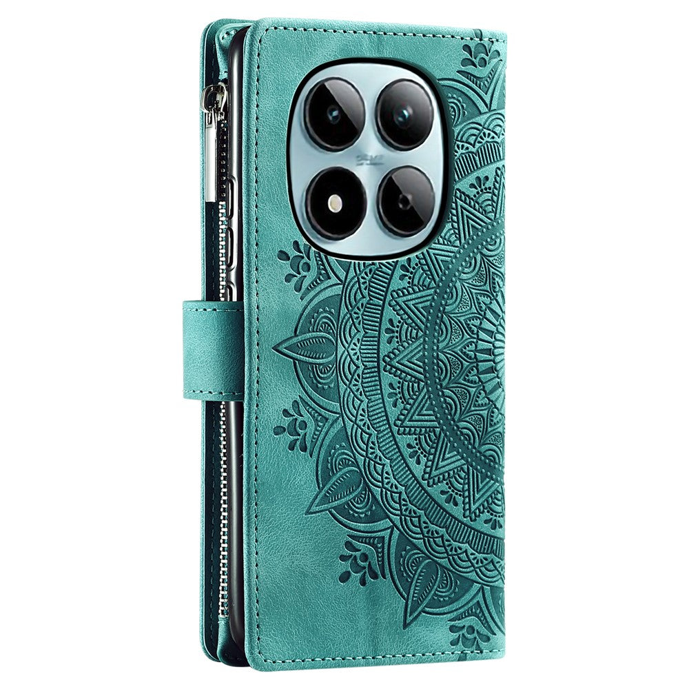 For Xiaomi Redmi Note 15 Pro 4G (Global) Wallet Case Mandala Flower Pattern PU Leather Phone Cover with Wrist Strap