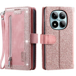 For Xiaomi Redmi Note 15 Pro 4G (Global) Case 9 Card Slots Zipper Wallet PU Leather Phone Cover with Wrist Strap