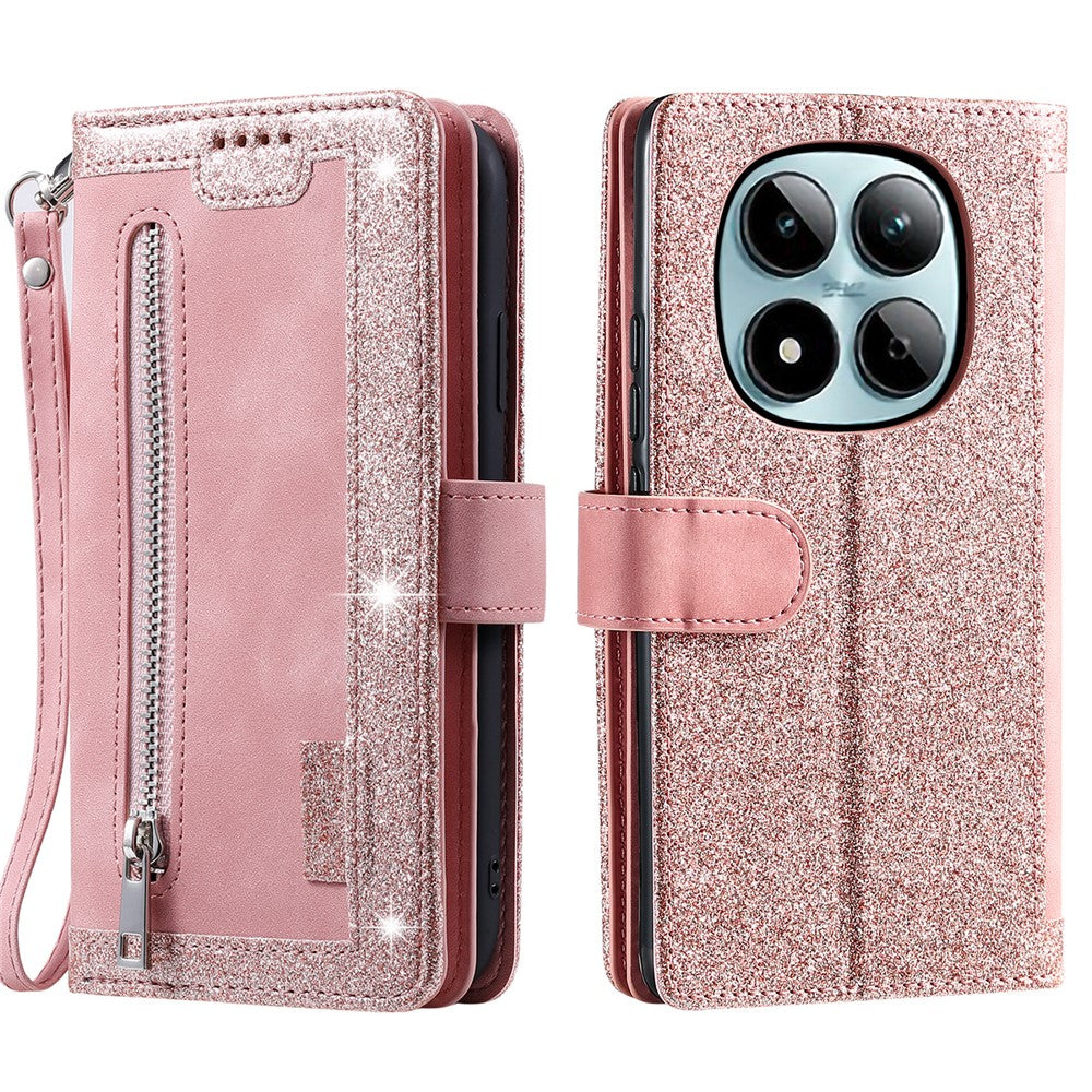 For Xiaomi Redmi Note 15 Pro 4G (Global) Case 9 Card Slots Zipper Wallet PU Leather Phone Cover with Wrist Strap