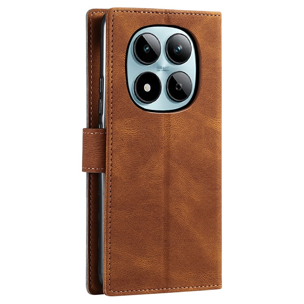 For Xiaomi Redmi Note 15 Pro 4G (Global) Leather Case Splicing Stitching Wallet Phone Cover with Wrist Strap