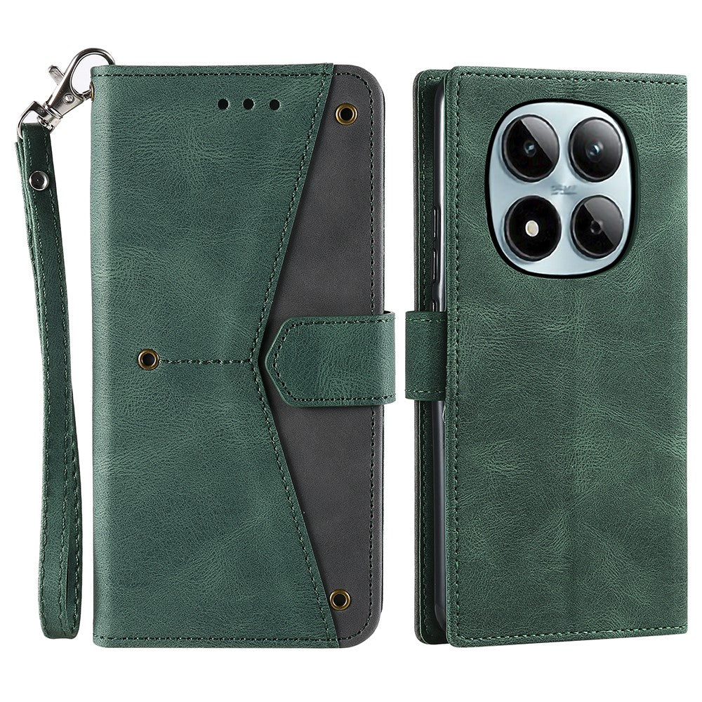 Xiaomi Redmi Note 15 Pro 4G (Global) Läderfodral Skarvningssömmar Plånboksfodral med handledsrem