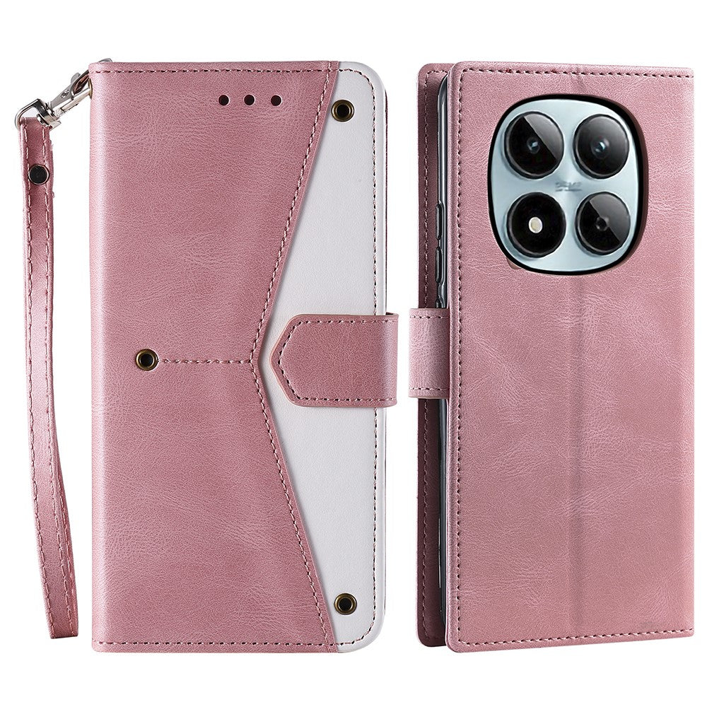 For Xiaomi Redmi Note 15 Pro 4G (Global) Leather Case Splicing Stitching Wallet Phone Cover with Wrist Strap