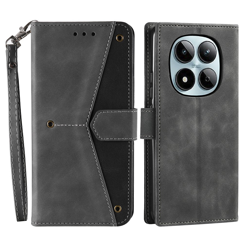 For Xiaomi Redmi Note 15 Pro 4G (Global) Leather Case Splicing Stitching Wallet Phone Cover with Wrist Strap