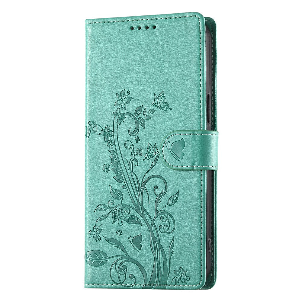 Wallet Case for Honor X5c Plus 4G  /  X5c 4G  /  Play10A 4G Butterfly Floral Imprint PU Leather Phone Cover with Wrist Strap