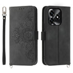 Wallet Case For Honor X5c Plus 4G  /  X5c 4G  /  Play10A 4G Flower Pattern PU Leather Phone Cover with Strap