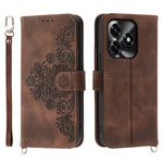 Wallet Case For Honor X5c Plus 4G  /  X5c 4G  /  Play10A 4G Flower Pattern PU Leather Phone Cover with Strap