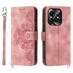 Wallet Case For Honor X5c Plus 4G  /  X5c 4G  /  Play10A 4G Flower Pattern PU Leather Phone Cover with Strap