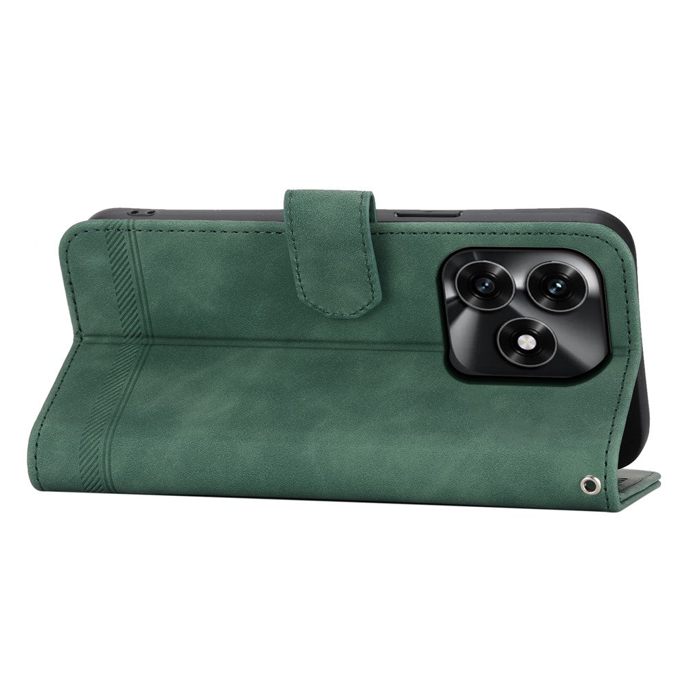 DIERFENG DF-03 Leather Case For Honor X5c Plus 4G  /  X5c 4G  /  Play10A 4G Lines Imprint Wallet Phone Cover with Wrist Strap