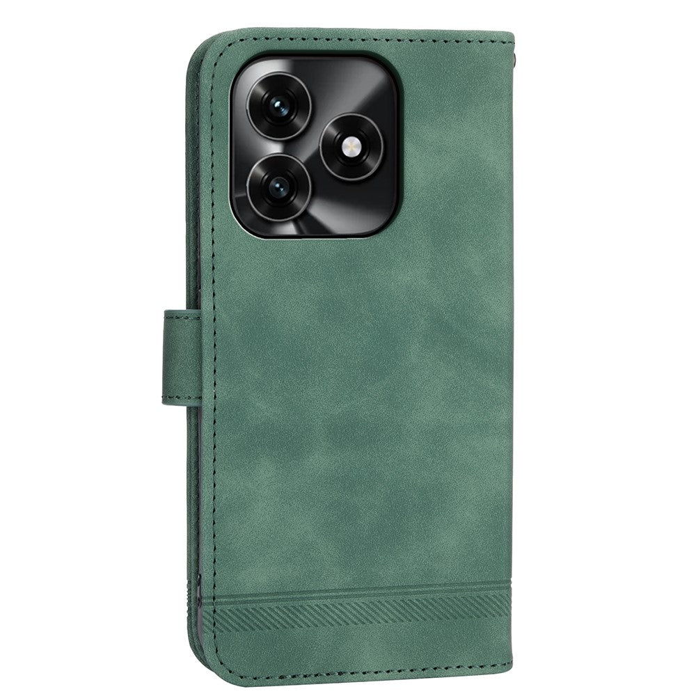 DIERFENG DF-03 Leather Case For Honor X5c Plus 4G  /  X5c 4G  /  Play10A 4G Lines Imprint Wallet Phone Cover with Wrist Strap