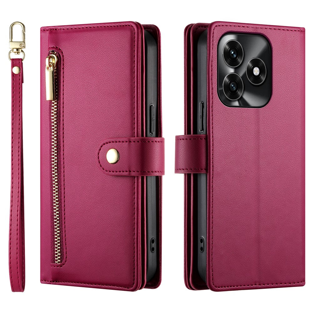 Leather Case For Honor X5c Plus 4G / X5c 4G / Play10A 4G Zipper Pocket Wallet Phone Cover with Straps