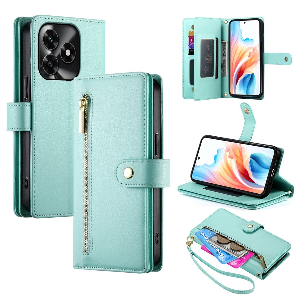 Leather Case For Honor X5c Plus 4G / X5c 4G / Play10A 4G Zipper Pocket Wallet Phone Cover with Straps