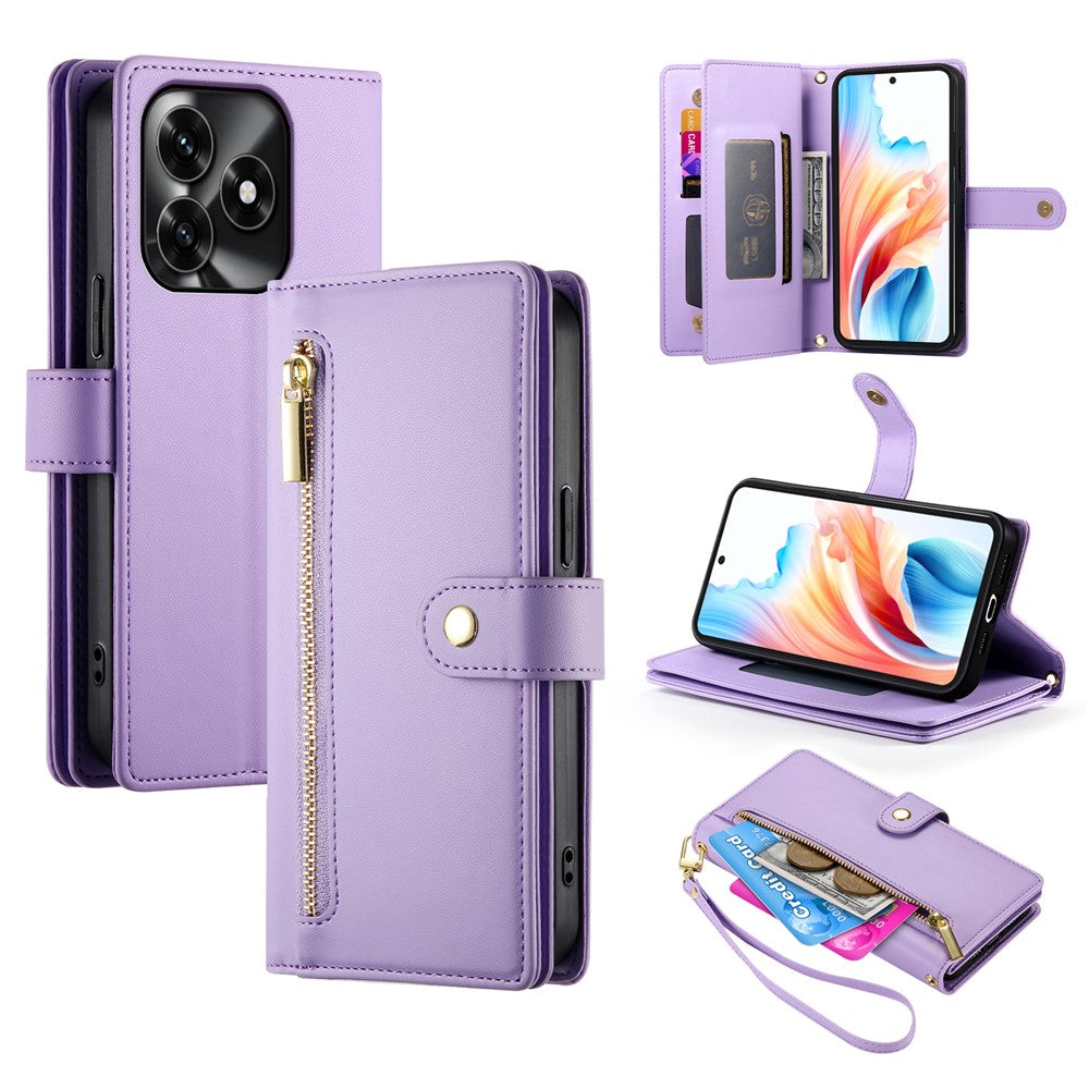 Leather Case For Honor X5c Plus 4G / X5c 4G / Play10A 4G Zipper Pocket Wallet Phone Cover with Straps
