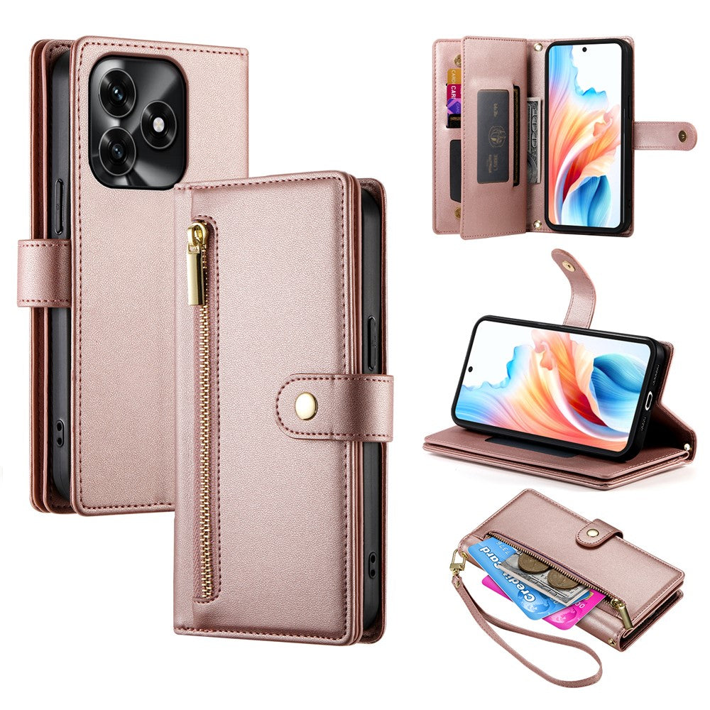 Lædercover til Honor X5c Plus 4G / X5c 4G / Play10A 4G Lynlåslomme Pung Telefoncover med Remme
