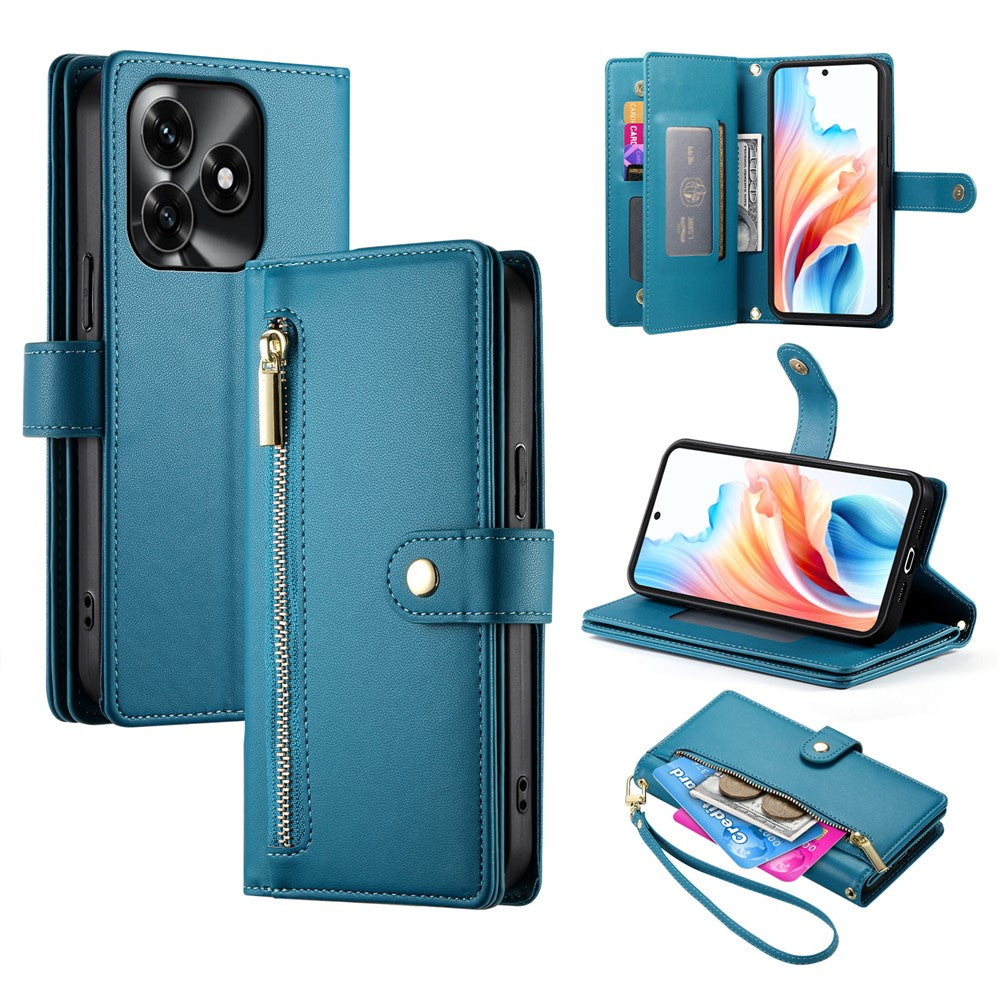 Lædercover til Honor X5c Plus 4G / X5c 4G / Play10A 4G Lynlåslomme Pung Telefoncover med Remme