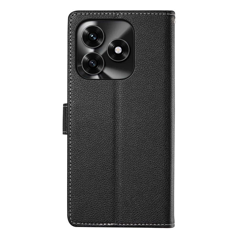 Wallet Case For Honor X5c Plus 4G  /  X5c 4G  /  Play10A 4G Magnetic Snap Litchi Texture Leather Phone Cover with Wrist Strap