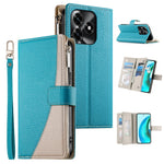 Leather Case For Honor X5c Plus 4G  /  X5c 4G  /  Play10A 4G Zipper Wallet Color Splicing Flip Phone Cover with Straps