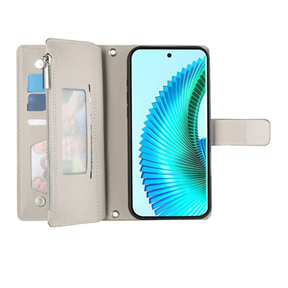Leather Case For Honor X5c Plus 4G  /  X5c 4G  /  Play10A 4G Zipper Wallet Color Splicing Flip Phone Cover with Straps