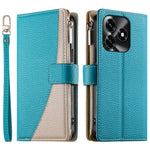 Leather Case For Honor X5c Plus 4G  /  X5c 4G  /  Play10A 4G Zipper Wallet Color Splicing Flip Phone Cover with Straps