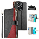Leather Case For Honor X5c Plus 4G  /  X5c 4G  /  Play10A 4G Zipper Wallet Color Splicing Flip Phone Cover with Straps